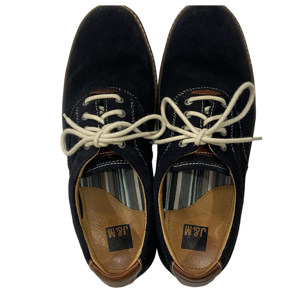 J&M Johnston & Murphy Suede and Leather Navy Oxfords Sz 9M - Picture 2 of 10